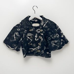 Anthropologie Leifsdottir Midnight Passerine Sweater Capelet Bird Motif Size S